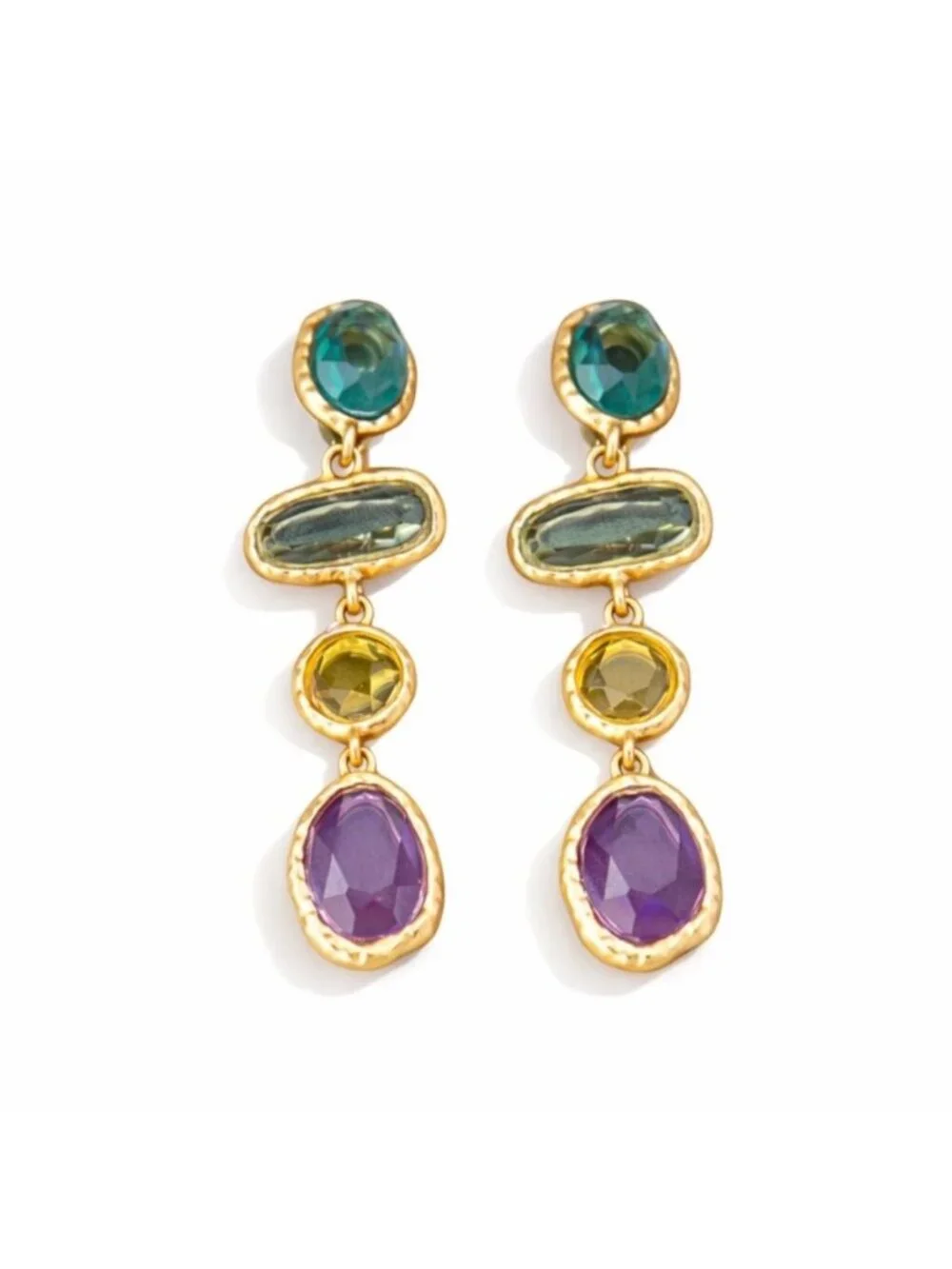 New! Anthropologie Petite Moments Gold Gemstone Drop Earrings (2012) NWOT